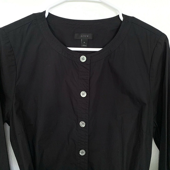 J.Crew Black Button Front Tie Waist Shirt Dress - Picture 4 of 9